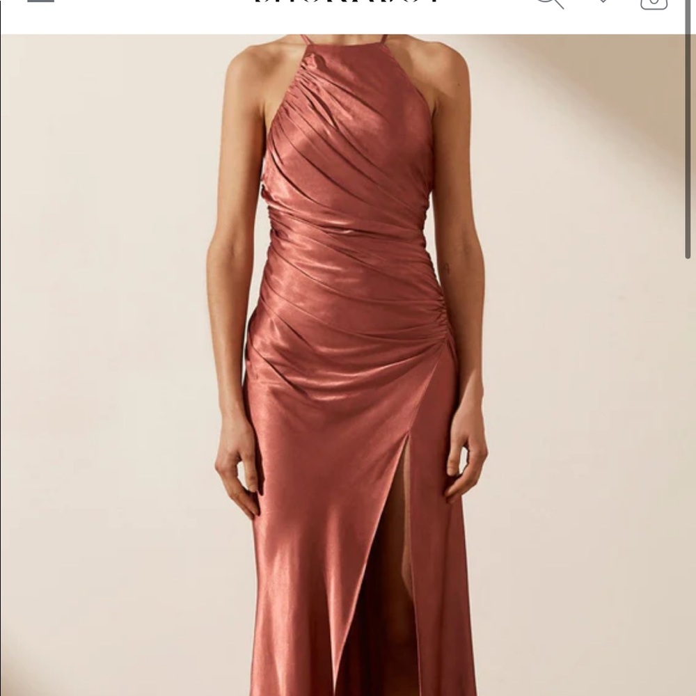 Shona Joy La Lune Square Neck Dress in Terracotta